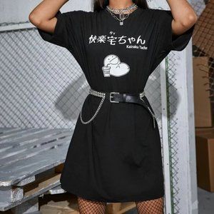 Robe T-Shirt Noire Shein